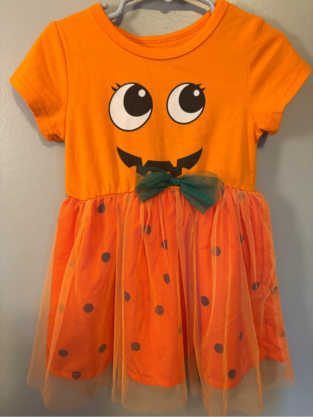 Kids Orange Pumpkin Tulle Dress 2T